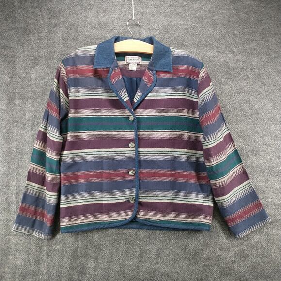 Gina Peters Women's Button-Up Jacket Multi Medium Striped Acrylic Blend - Picture 2 of 11